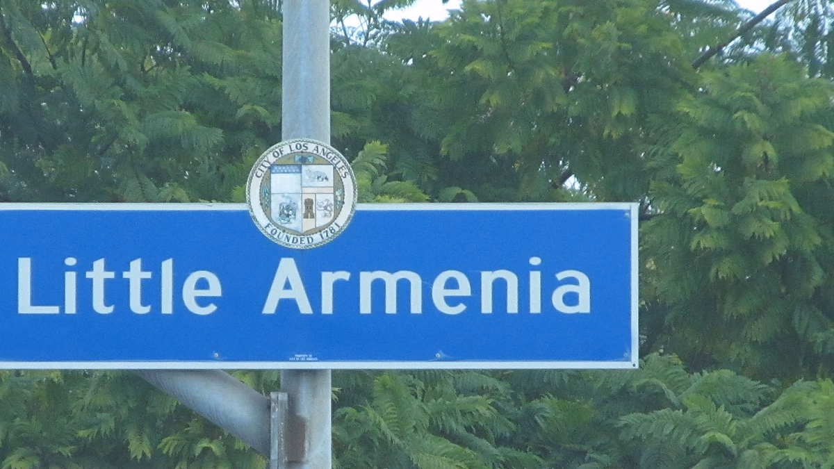 Little Armenia Neighborhood Sign located on Normandie Avenue and Santa Monica Boulevard