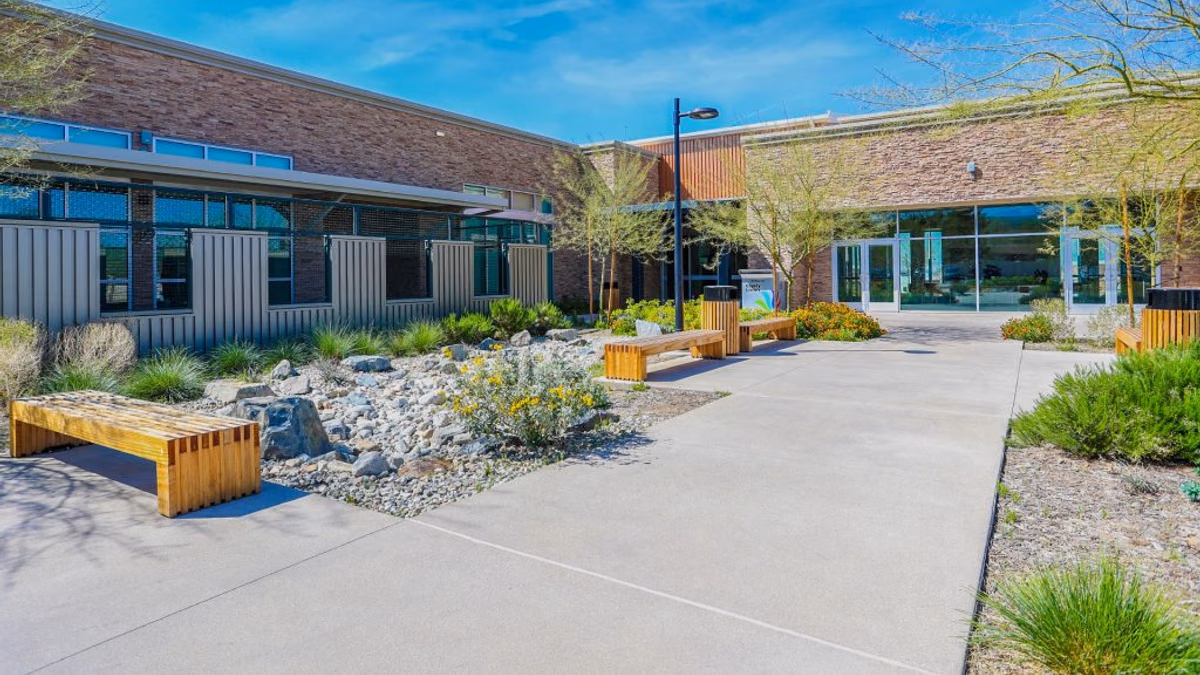 An outside view of the Quartz Hill Library.